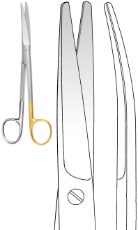 ножницы хирургические, лигатурные, вольфрамо-карбидные вставки, изогнутые, 17 см