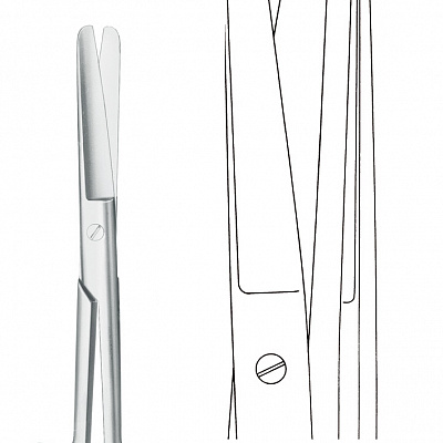 Ножницы хирургические, прямые, бранш: тупой, 64 мм, 165 мм