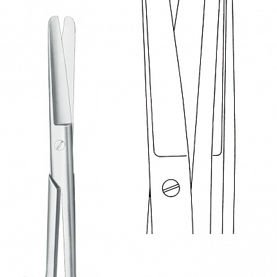 Ножницы хирургические, прямые, нержавеющая сталь, бранш: тупой, 55 мм, 145 мм 
