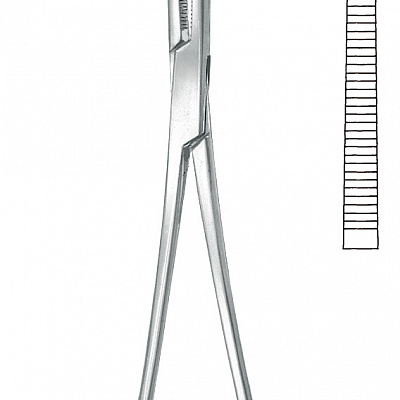 Зажим гемостатический по Kocher (Ochsnert), прямой, нержавеющая сталь, количество зубцов: 1:2, 56 мм, 185 мм